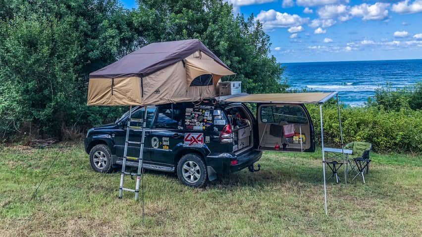 overlanding camp with rooftop tent