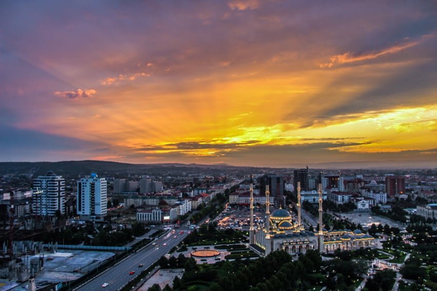 grozny at sunset chechnya