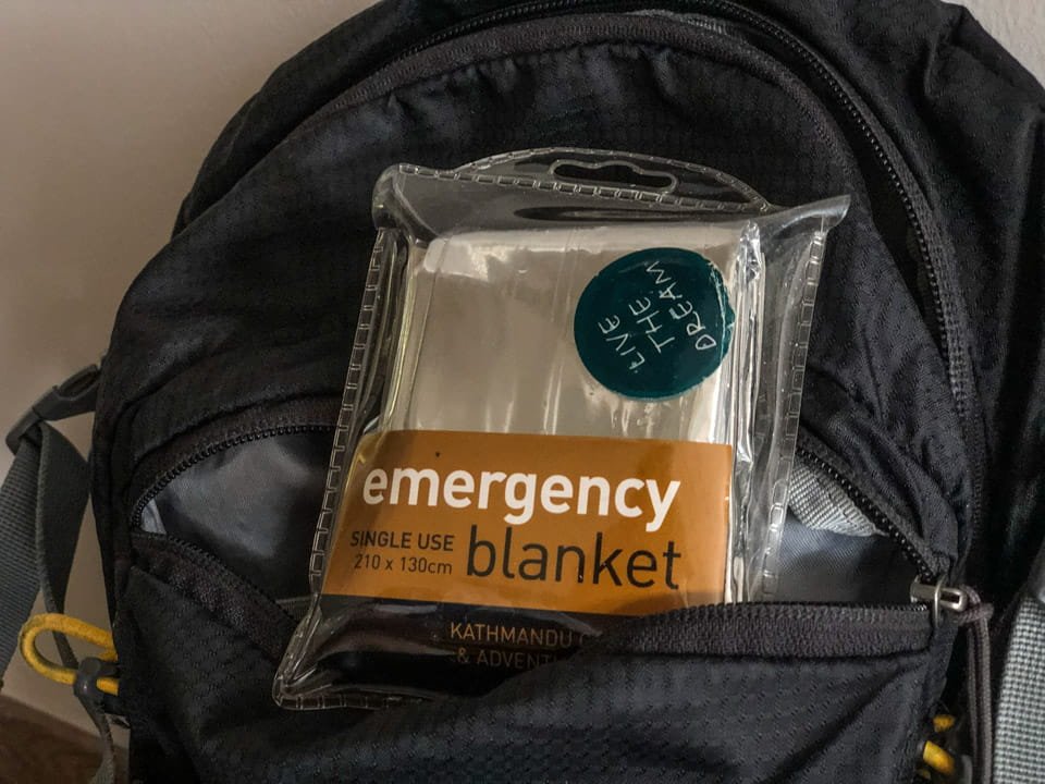 emergency blanket for overland essentials bag